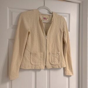 Rosie Neira for Anthropologie Ivory Knit Zipper-Front Cardigan